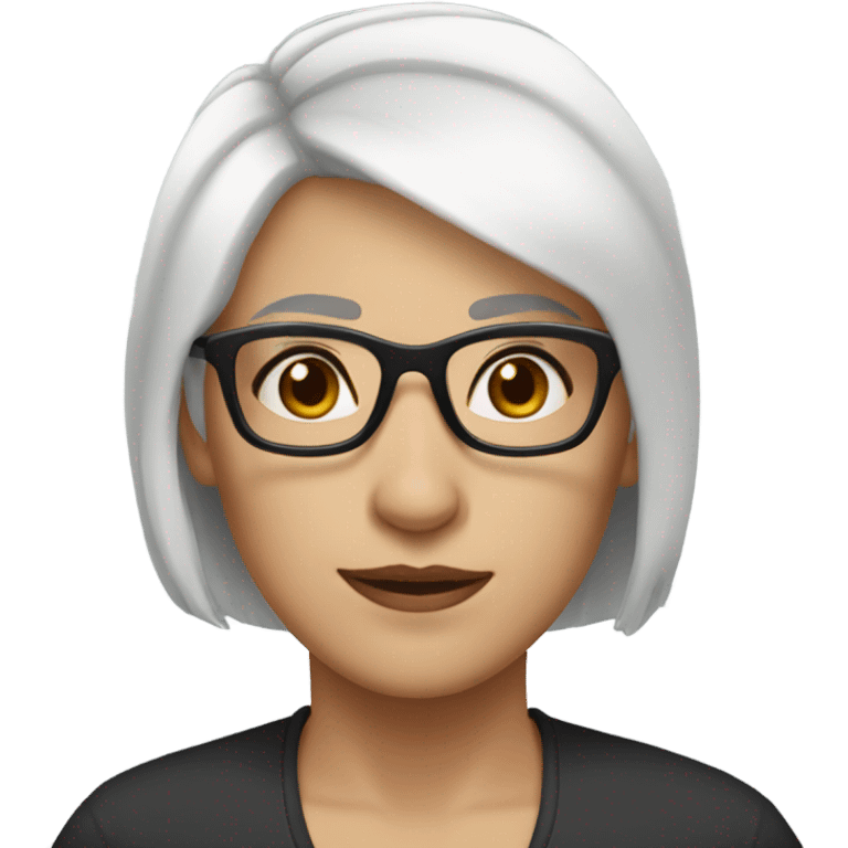 White skin woman short white hair thick glasses brown eyebrows  emoji