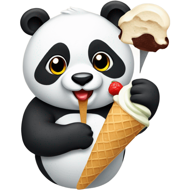 Panda eating ice cream emoji