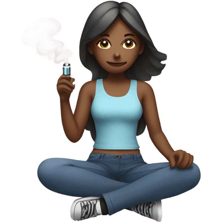 girl sitting vaping emoji