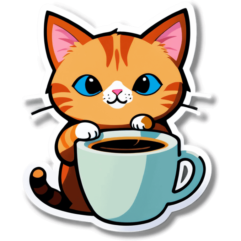 Cat with coffee emoji