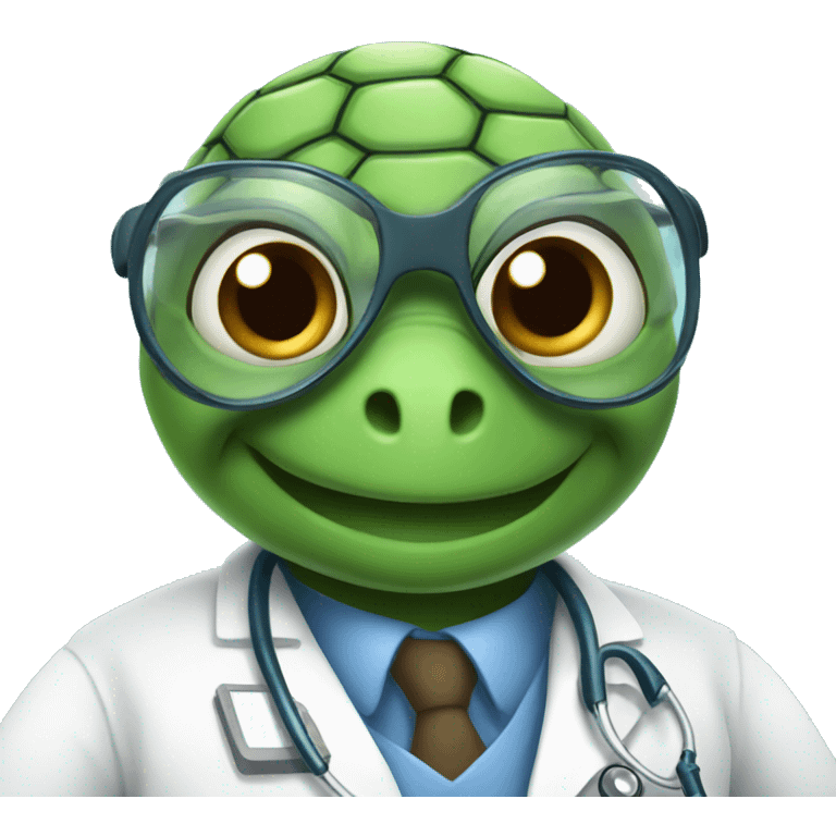 Smart cute doctor turtle emoji