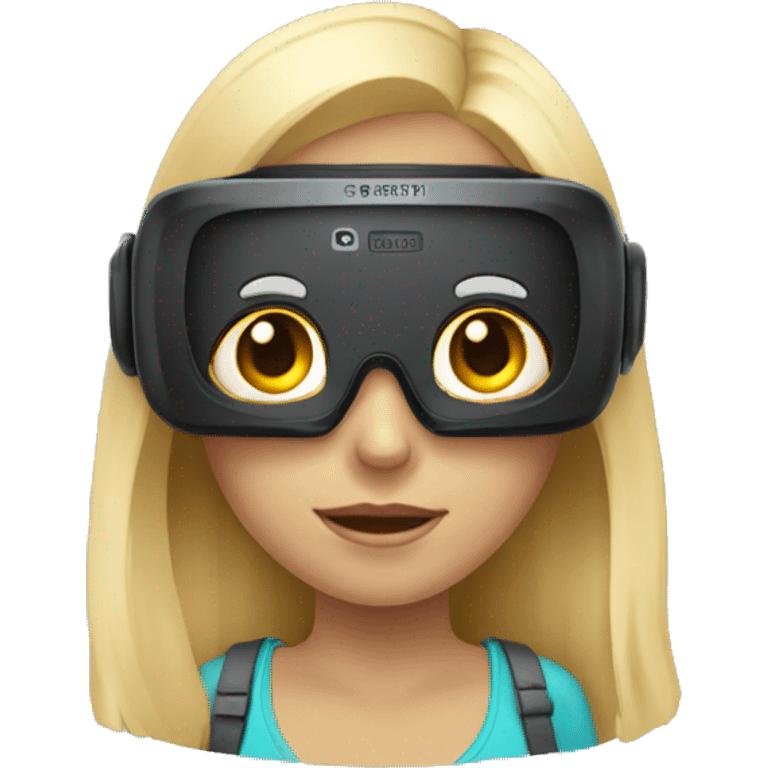 blond girl with VR headset  emoji