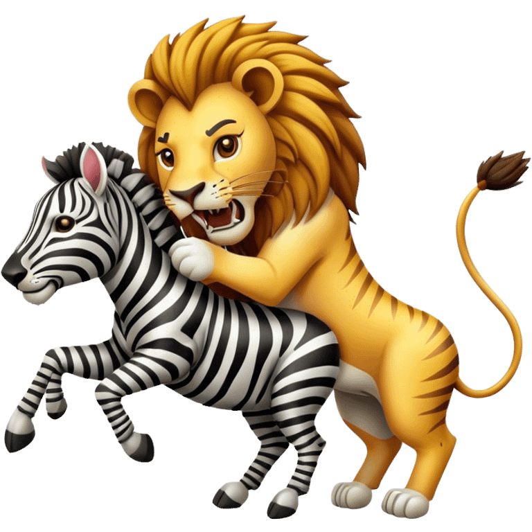 A lion attacking a zebra  emoji