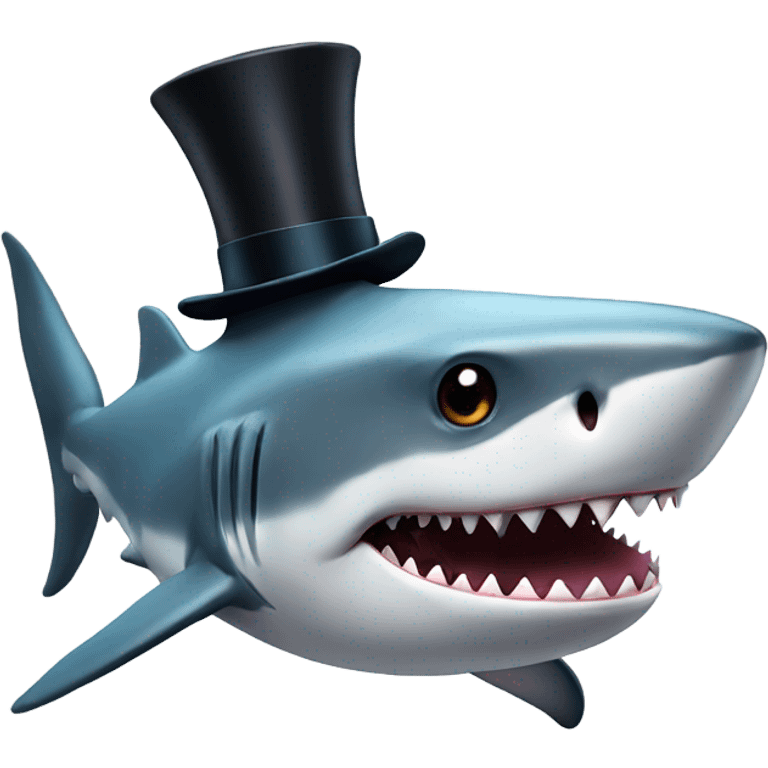 Shark with a top hat emoji