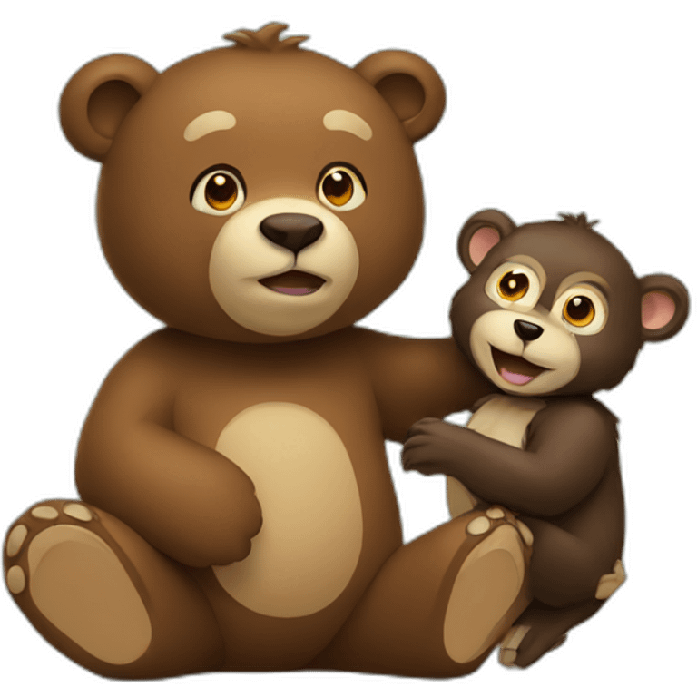 bear holding a monkey emoji