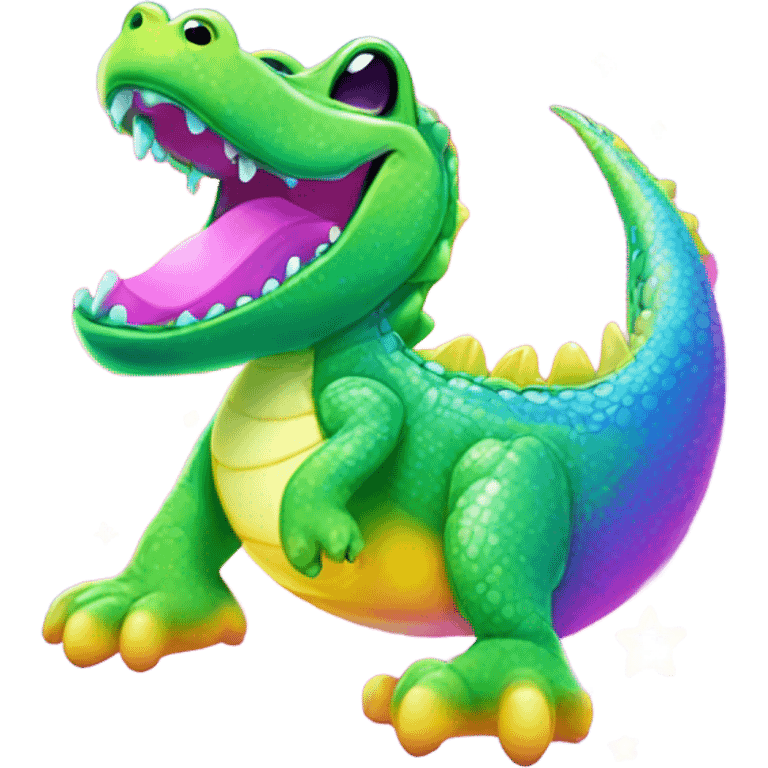 Lisa Frank sparkle rainbow cute alligator  emoji