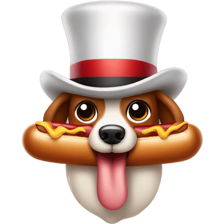 Cartoon wiener with a top hat emoji