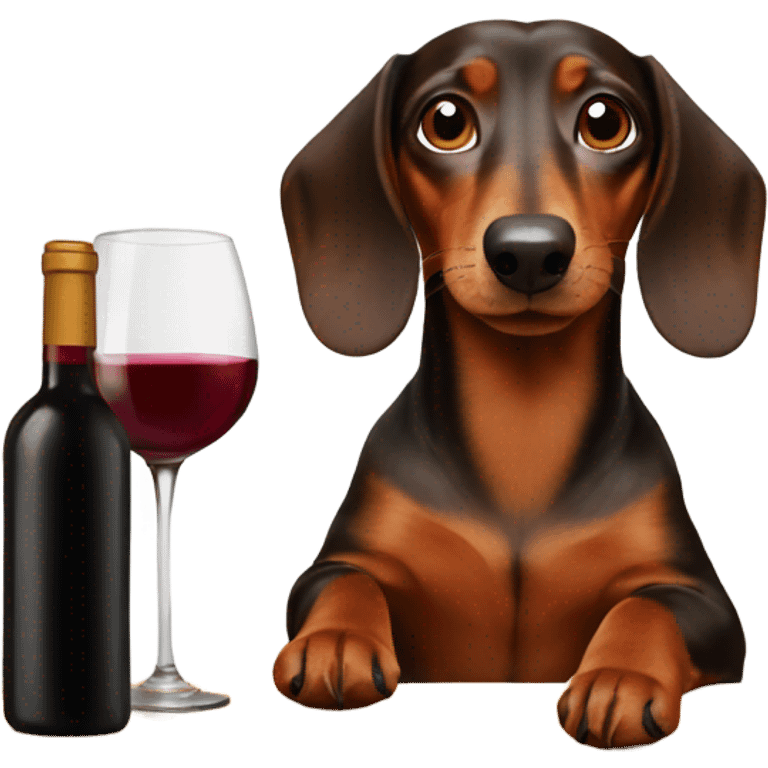 Brown dachshund drinking wine emoji