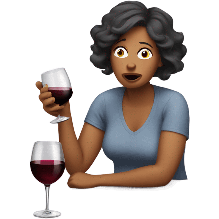 Stressed out mom with wine emoji