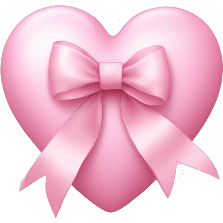 Baby pink heart with pale pink ribbon bow emoji