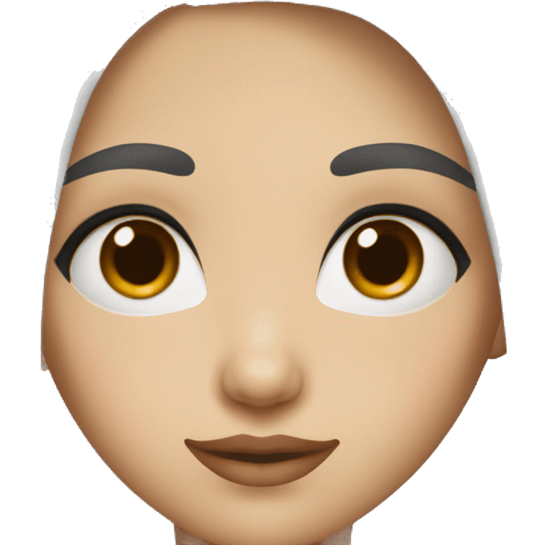 Girl with black hair, big brown eyes thin nose and thin lips  emoji