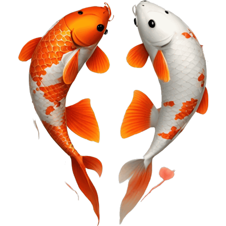 two koi making the shape of a heart emoji