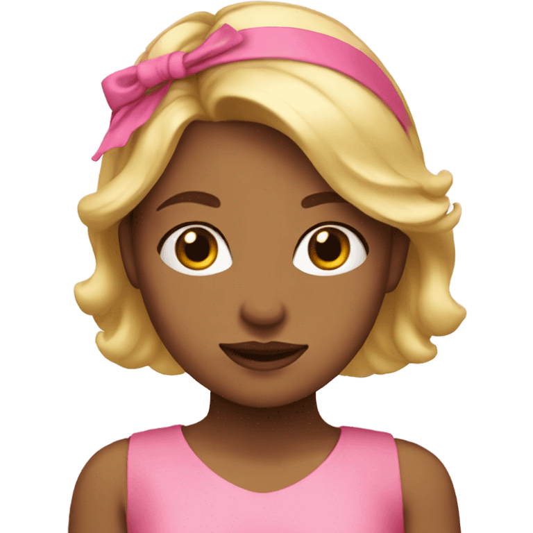 Girl with blond hair and pink headband and dress  emoji