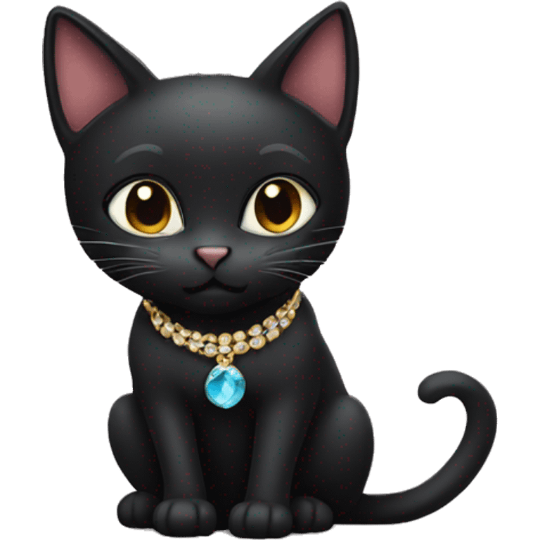 Black cat with a necklace  emoji