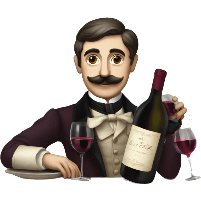 marcel proust with wine emoji