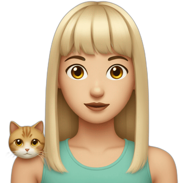 girl with bangs and cat emoji