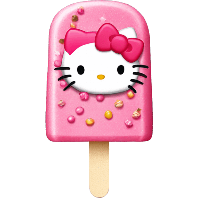 Hello kitty popsicle with pink frosting and sprinkles  emoji