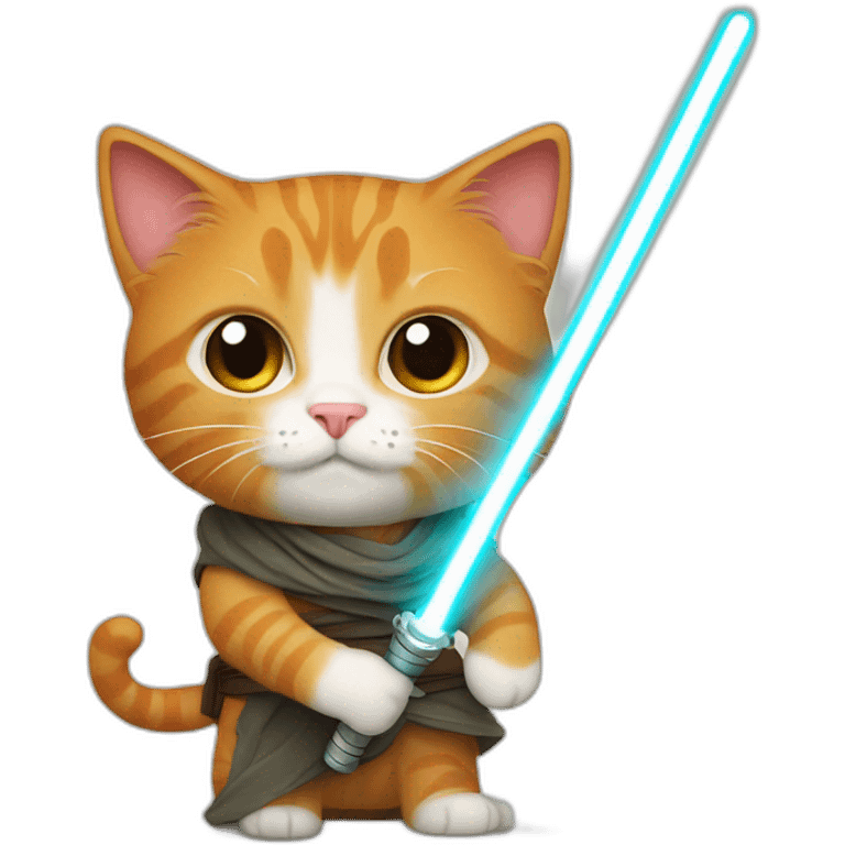 Jedi Ginger cat with light saber emoji