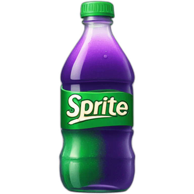 Bottle of sprite with purple liquid and glass inside emoji