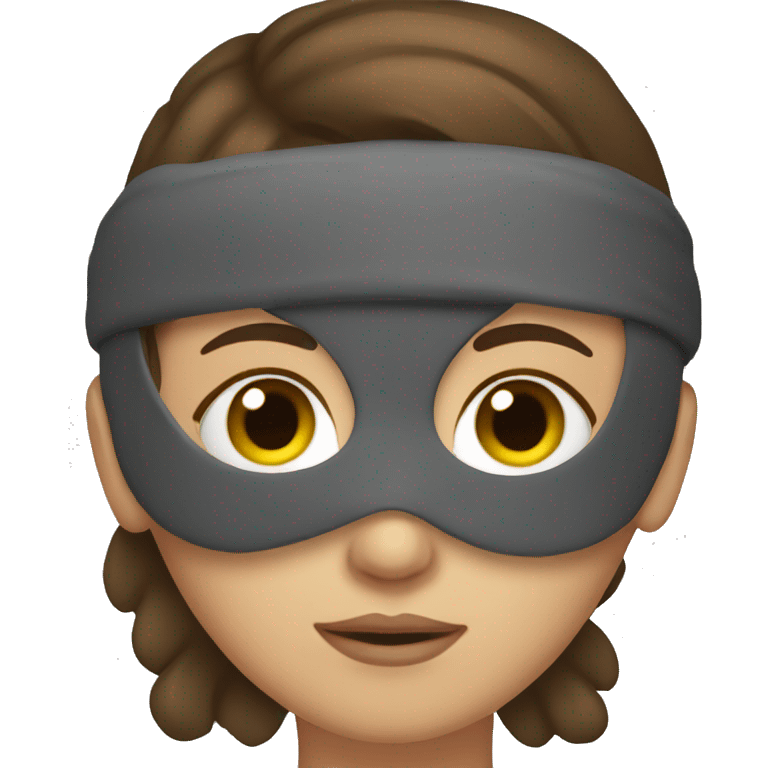 a girl with brown hair with a sleep mask emoji