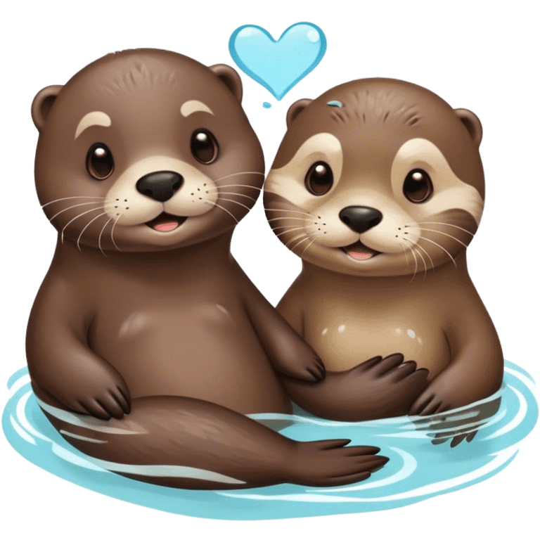 an otter and a seal in love and having a spa day emoji