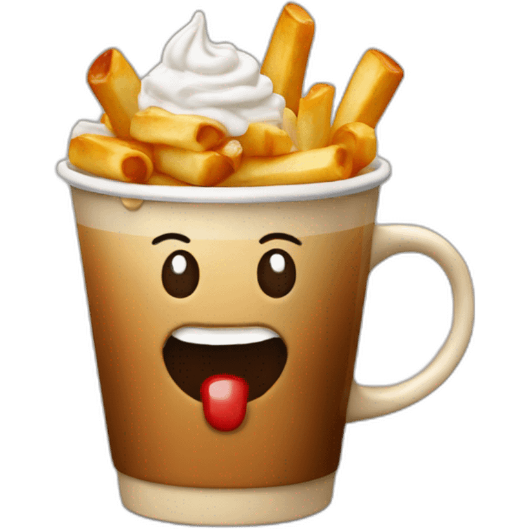 Poutine drinking a coffee emoji