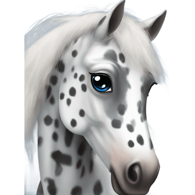 Appaloosa with grey mane one blue eye emoji