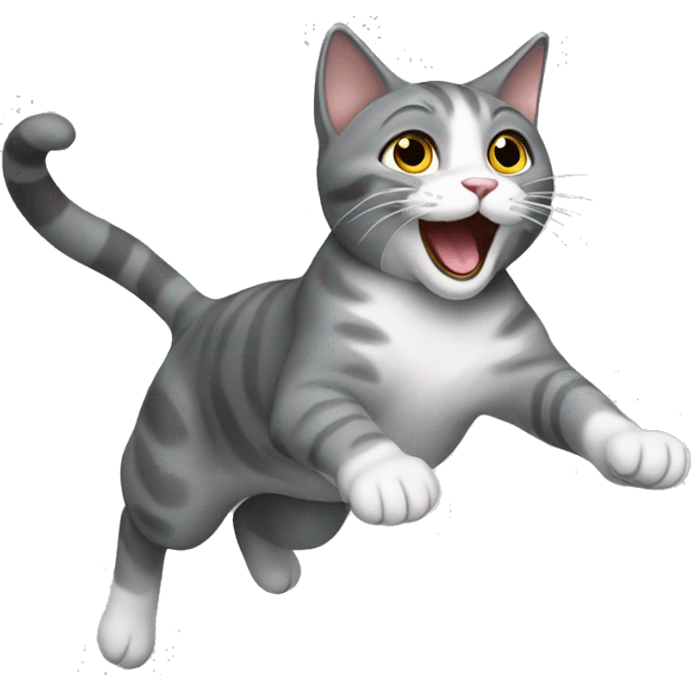 grey cat jumping  emoji