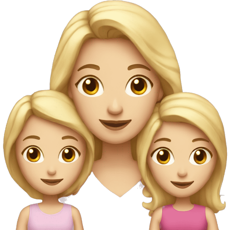 Mom with blond hair with 2 daughters emoji