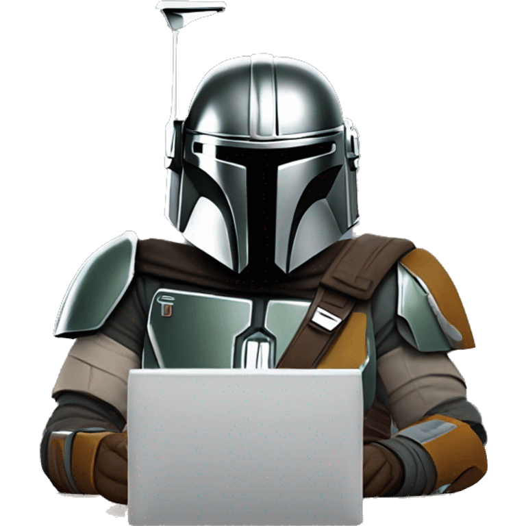 The Mandalorian working at computer emoji