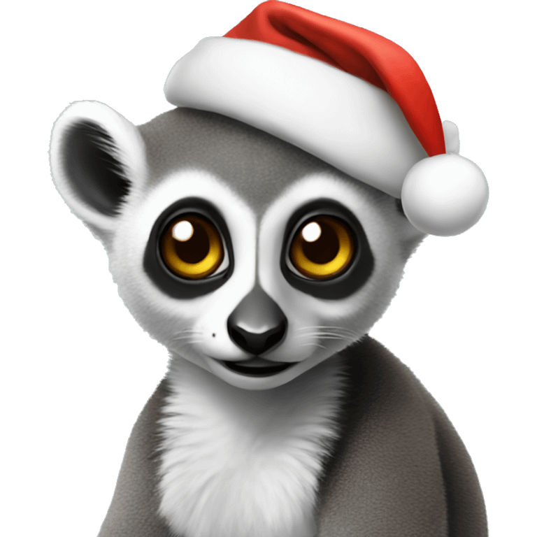 Lemur wearing a Santa hat emoji