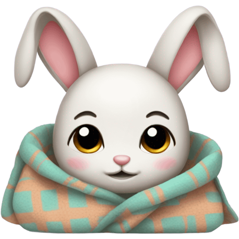 bunny with bows wrapped in a blanket emoji