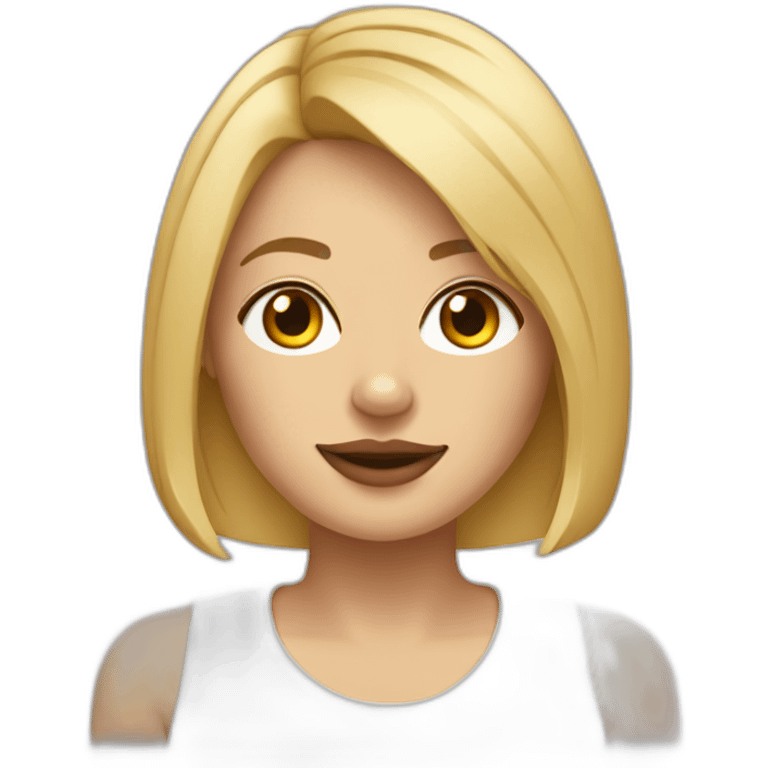 Blond lady with shoulder length bob haircut and a Pitbull dog emoji