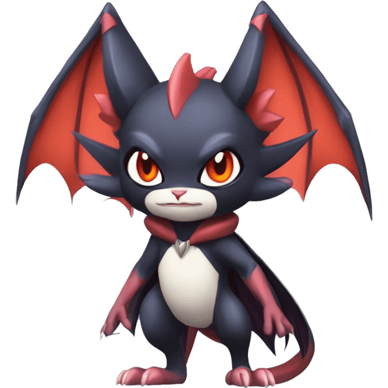  Kawaii Edgy Cool Vampiric Beautiful Noivern-Nargacuga-Litten with big Bat Ears full body emoji