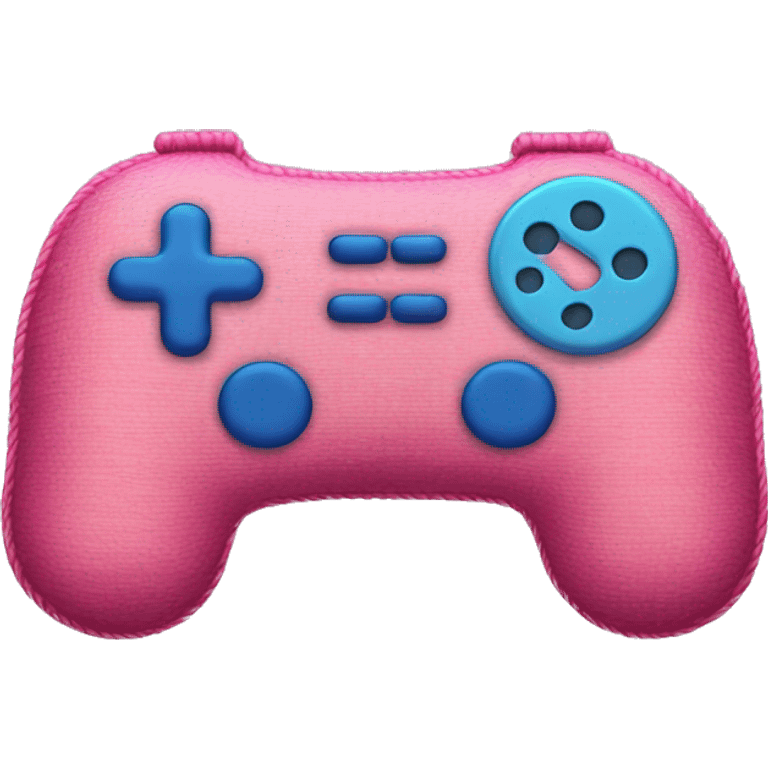 rug in the shape of a pink gamepad with blue buttons emoji