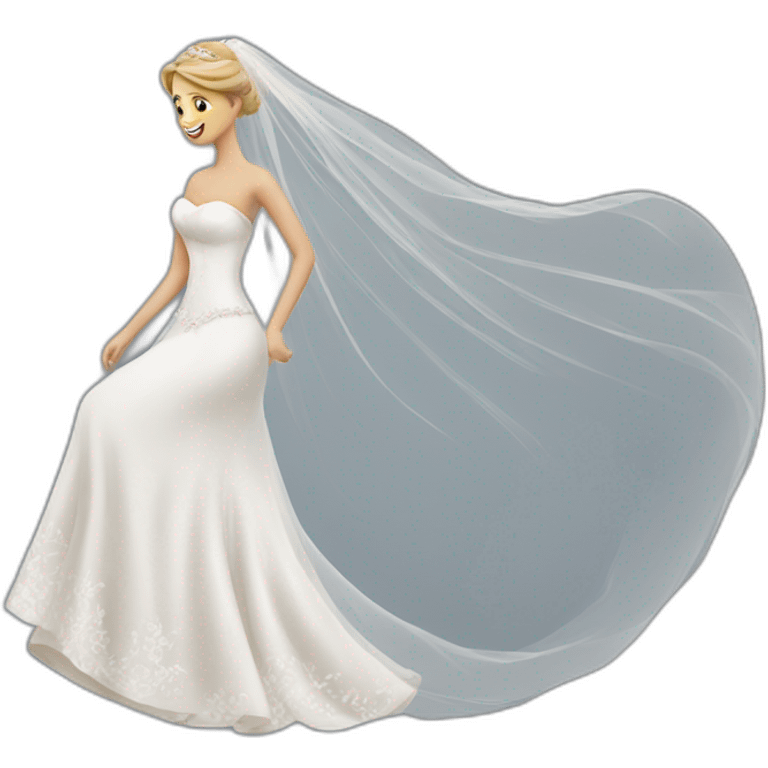 BRIDE WALKING ON HIS BACK WITH LONG VEIL emoji