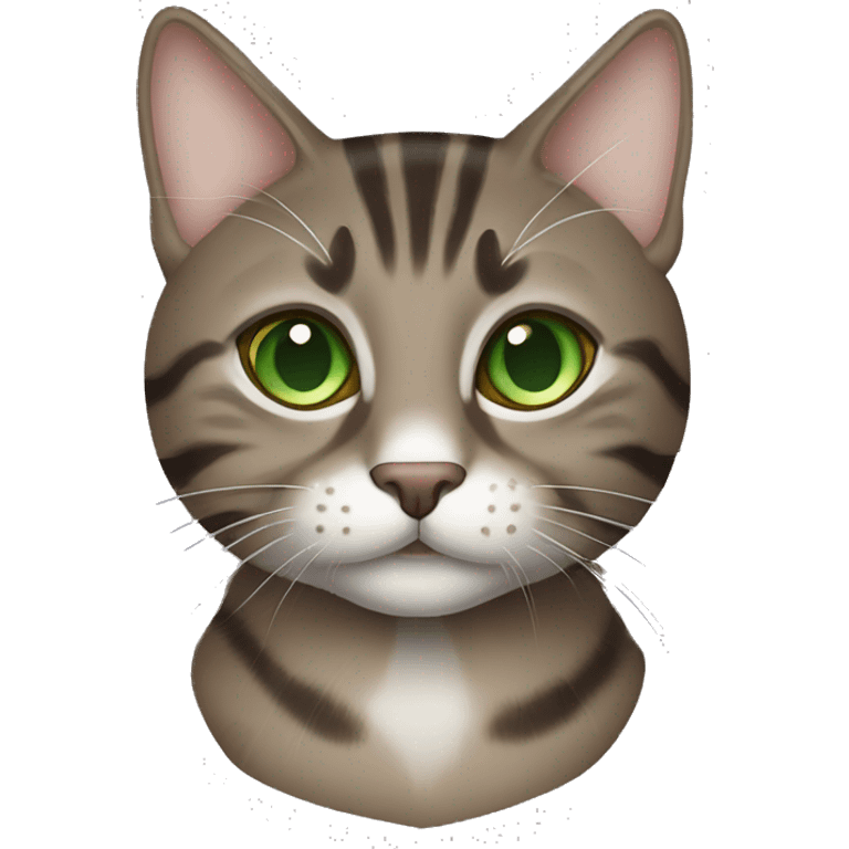 Brown/ Grey tabby cat with green eyes emoji