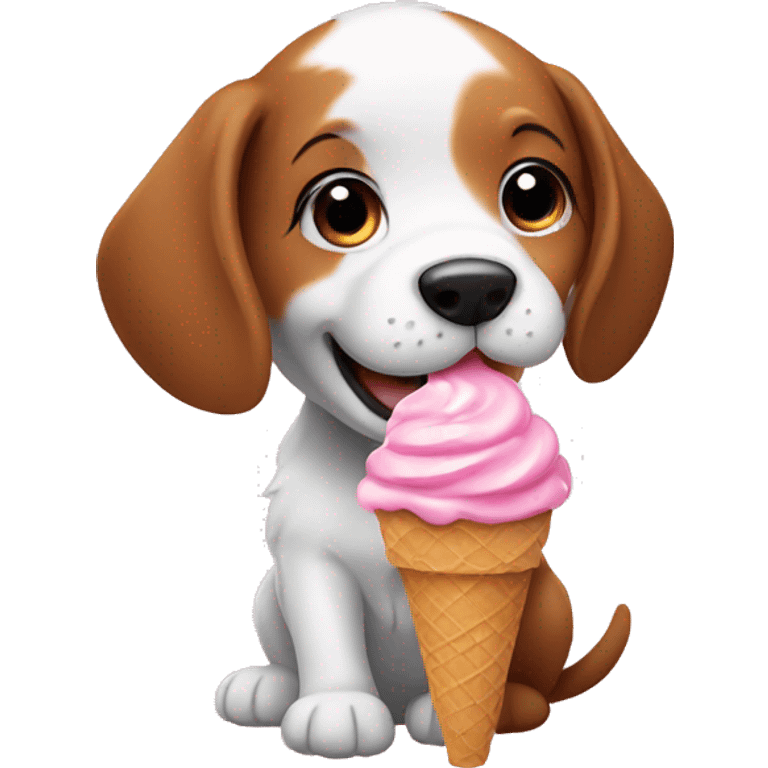 Puppy eating ice cream emoji