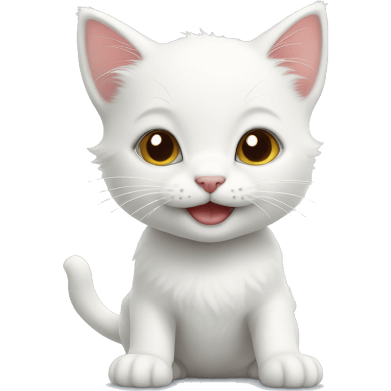 A happy cute white kitten  emoji