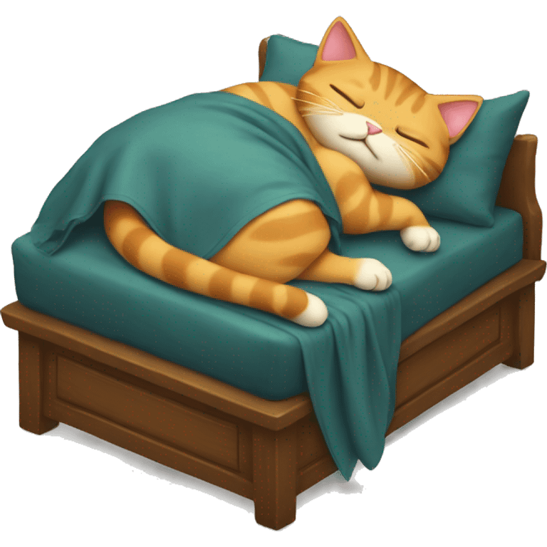 Cat sleeping on greed bed emoji