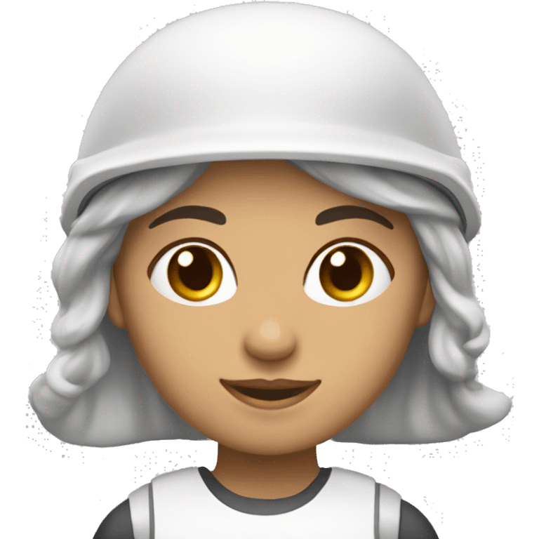 Mulher branca Loira, com capacete branco emoji