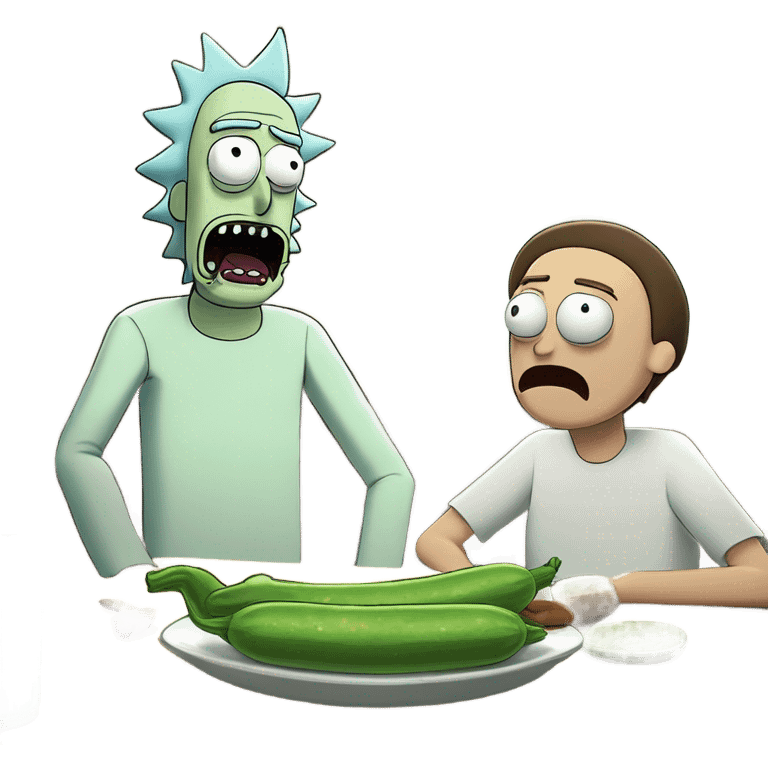 Rick and Morty eating pickle rick emoji