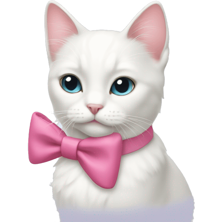 a white cat with a pink bow  emoji