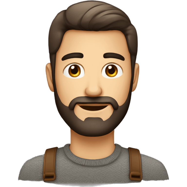 hombre con barba y coleta con ojos cafe y pelo corto por los lados emoji