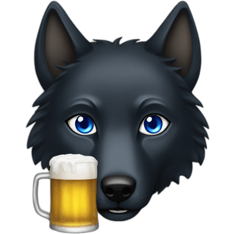 black wolf blue eyes drinking beer emoji