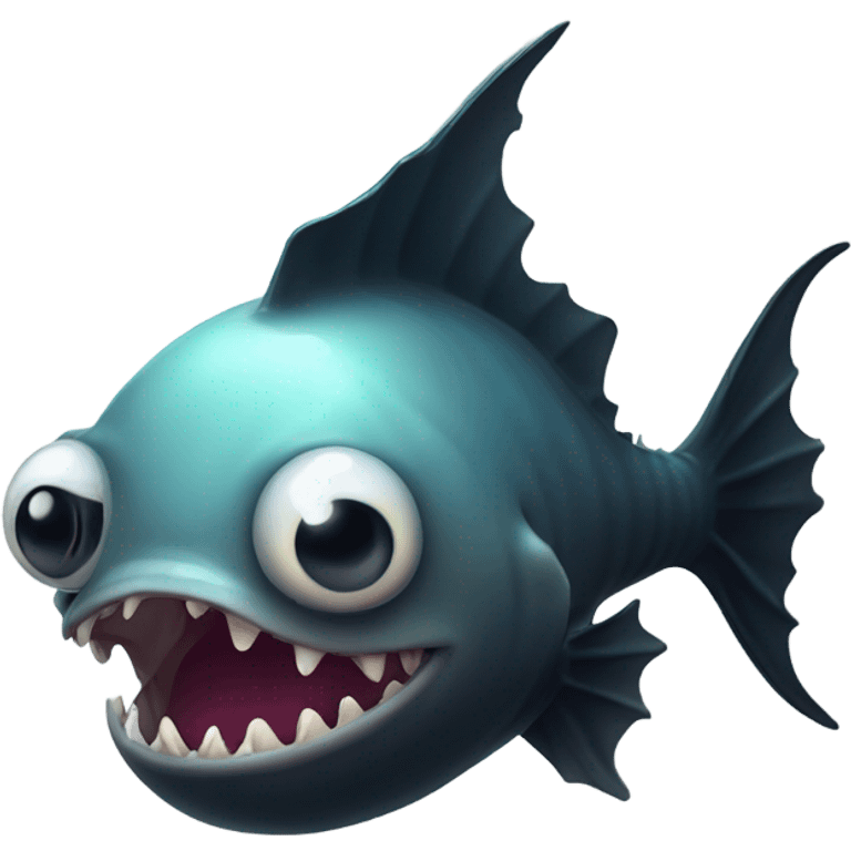 Anglerfish with a glowing lure hanging from its forehead, sharp teeth, and big eyes. emoji