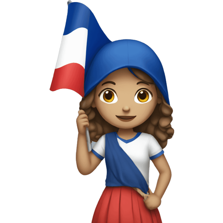 Girl holding France flag emoji