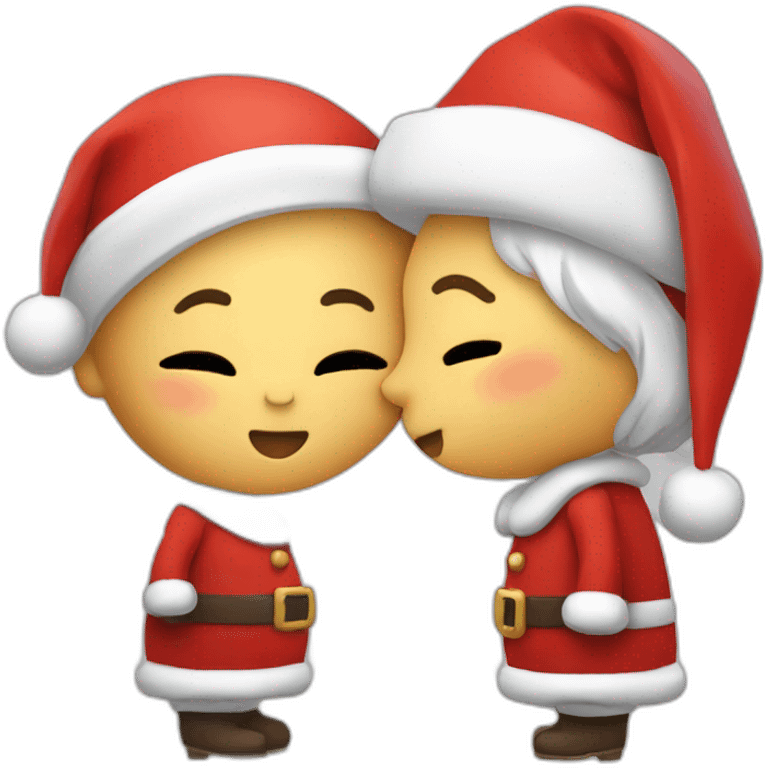 full body santa and mrs. claus kiss hug emoji