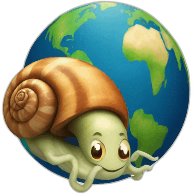 planet Earth with a cartoon pensive snail face emoji