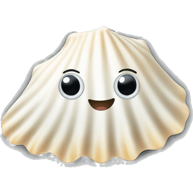 A cute white seashell with some black dots emoji